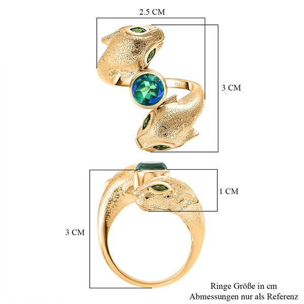 GP Trionfo Kollektion- Pfau Triplett Quarz, Chromdiopsid und Kanchanaburi blauer Saphir-Ring - 1,87 ct. image number 7