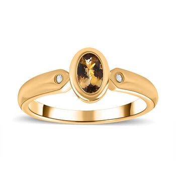 AA nat&uuml;rlicher, goldener Tansanit und Diamant Ring - 0,44 ct.