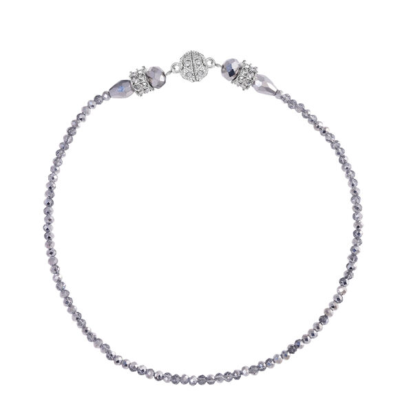 2er Set - Grau Kristall, Wei&szlig;er Kristall Halskette und Ohrringe image number 4