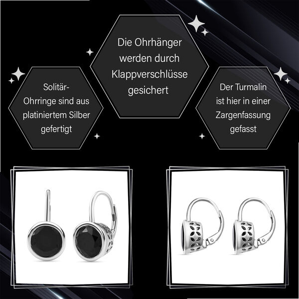 Solitär Drop schwarze Turmalin-Ohrringe image number 7
