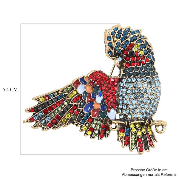 Mehrfarbiger Kristall Papagei Brosche emailliert image number 6