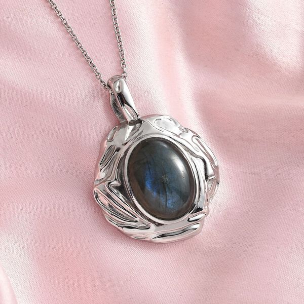 Strukturierter Labradorit-Anhänger mit 50cm Kette - 15,88 ct. image number 2