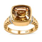 Citrin, Weißer Zirkon Ring, 925 Silber Gelbgold Vermeil (Größe 17.00) ca. 4.50 ct image number 3