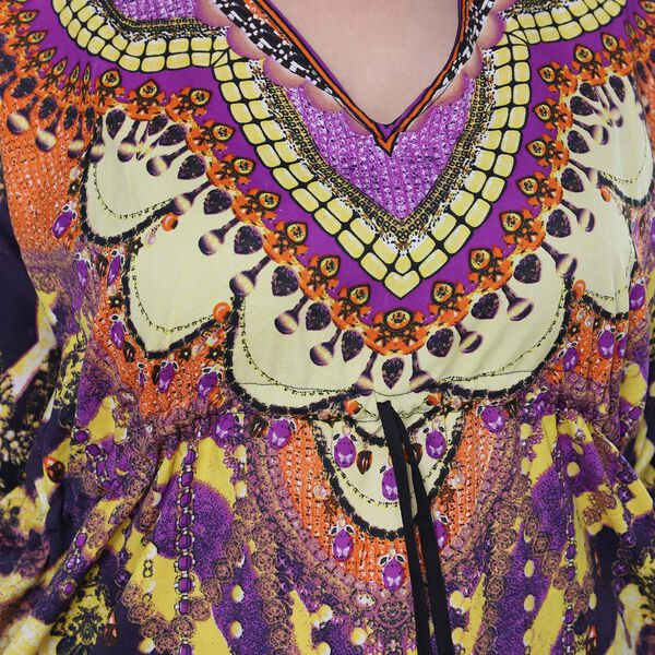 V-Ausschnitt bedruckter Kaftan image number 5