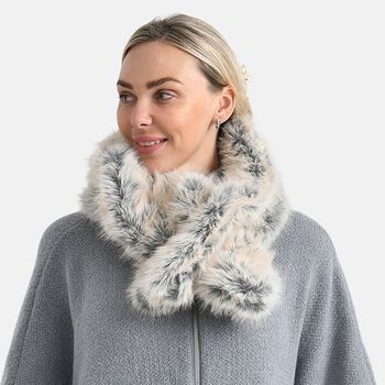 Elastischer Webpelz-Schal, Einheitsgr&ouml;&szlig;e, Wei&szlig;