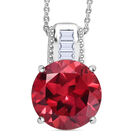 D'Joy Lab Created Padparadscha-Saphir, Weißer Zirkon Schmuckset ca. 50 cm 925 Silber rhodiniert ca. 8,66 ct.