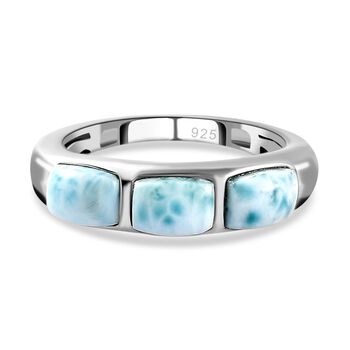 Larimar Ring, 925 Silber platiniert (Gr&ouml;&szlig;e 17.00) ca. 2.35 ct