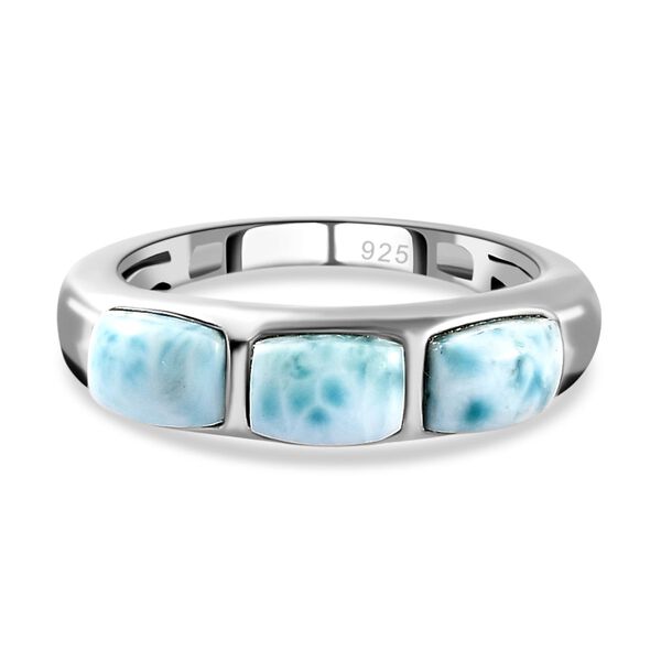 Larimar Ring, 925 Silber platiniert (Gr&ouml;&szlig;e 17.00) ca. 2.35 ct