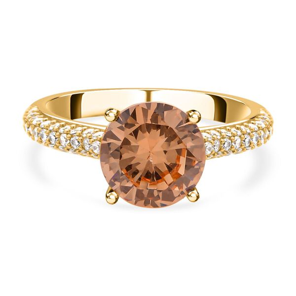 Champagner und wei&szlig;er Zirkonia Ring, Messing (Gr&ouml;&szlig;e 16.00) ca. 6.55 ct