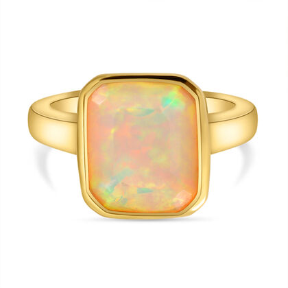 Natürlicher, äthiopischer Opal Ring, 925 Silber vergoldet (Größe 17.00) ca. 2.25 ct