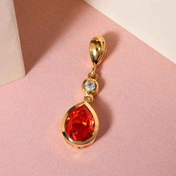 Padparadscha Triplett Quarz und wei&szlig;er Zirkon-Anh&auml;nger - 1,94 ct. image number 3