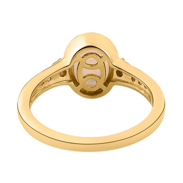 Nat&uuml;rlicher, &auml;thiopischer Opal und wei&szlig;er Zirkon-Ring, 925 Silber vergoldet  ca. 0,95 ct image number 6