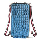 100% echte Leder Crossbody Handy-Geldbörse mit RFID Schutz und Krokoprägung, Blau