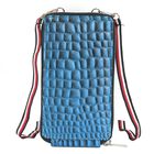 100% echte Leder Crossbody Handy-Geldbörse mit RFID Schutz und Krokoprägung, Blau image number 0