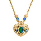 Pfau Quarz Triplette Halskette ca. 45 cm Messing