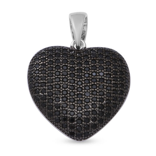 Schwarzer Spinell Herz Anhänger 925 Silber rhodiniert ca. 2,51 ct image number 0