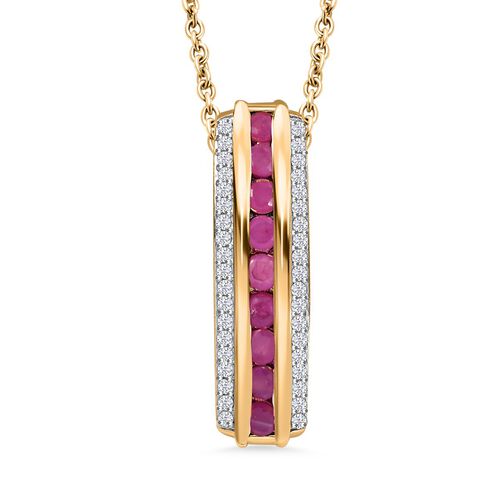 Afrikanischer Rubin und Zirkon-Anhänger mit 50cm Kette - 1,45 ct. image number 0
