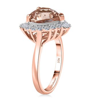 LUXURIANT AAA Marropino Morganit und Labor Diamant Ring in 417 Ros&eacute;gold - 3,77 ct.