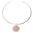 Rosenquarz Halskette 38 cm Edelstahl ca. 95,00 ct