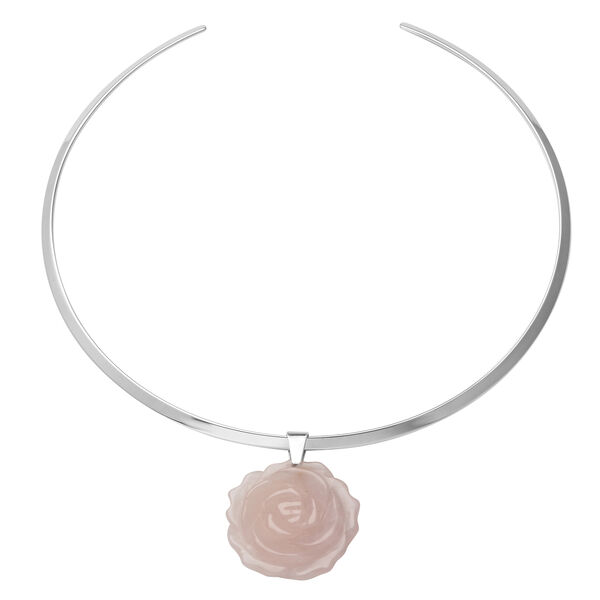 Rosenquarz Halskette 38 cm Edelstahl ca. 95,00 ct