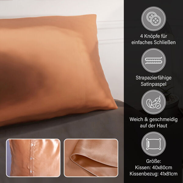 Serenity Night 100% Maulbeerseide Sommerseidendecke mit Seidenf&uuml;llung, Daunenkissen und Seidenkissenbezug, Ros&eacute;gold image number 5