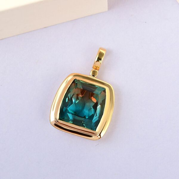 Aqua Terra Costa Quarz Triplett-Solit&auml;r-Anh&auml;nger, 925 Silber vergoldet, 6,68 ct. image number 2