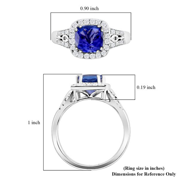 RHAPSODY zertifiziert und gepr&uuml;ft AAAA Tansanit und Diamant Ring in 950 Platin - 2,10 ct. image number 4
