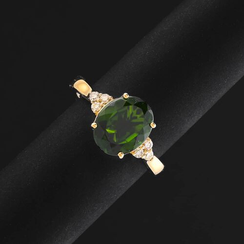 LUXORO zertifiziert und geprüft AAA natürlicher Chromdiopsid und Diamant Ring in 417 Gold - 3,75 ct. image number 1