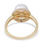 Süßwasser Perle und Weißer kubisch Zirkonia Ring 925 Silber Vergoldet image number 3