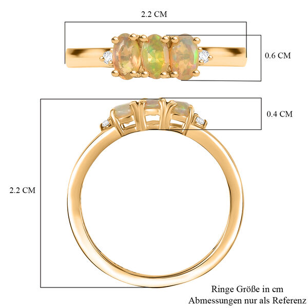 D'Joy AA natürlicher, äthiopischer Welo Opal und Zirkon Ring, 925 Silber vergoldet - 0,54 ct. image number 7