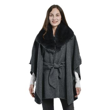 TAMSY - Kunstfell Cape, Einheitsgr&ouml;&szlig;e Dunkelgrau