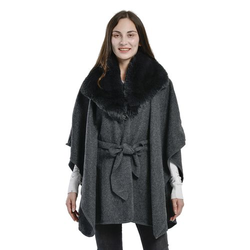 TAMSY Kunstfell Kimono, Einheitsgröße Dunkelgrau image number 0