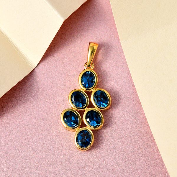 London Blau Topas Anh&auml;nger, 925 Silber vergoldet ca. 2.11 ct image number 3