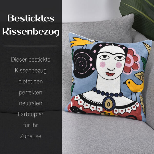 Besticktes Kissenbezug mit Rei&szlig;verschluss, Frida Kahlo image number 7