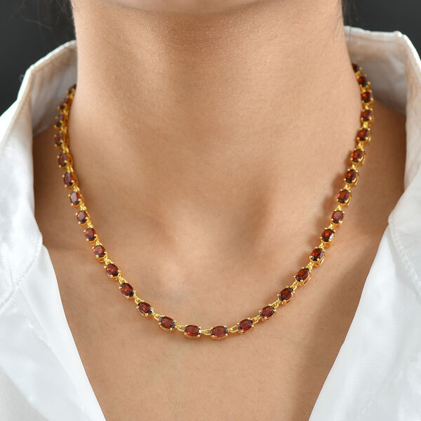 EVER TRUE Roter Granat Halskette ca. 45 cm Nickelfreies Messing ca. 28.37 ct image number 2