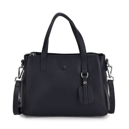 Crossbody-Tasche aus 100% echtem Leder mit Henkel und Schulterriemen, 24x11.5x18 cm, Navy