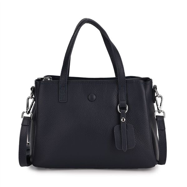 Crossbody-Tasche aus 100% echtem Leder mit Henkel und Schulterriemen, 24x11.5x18 cm, Navy