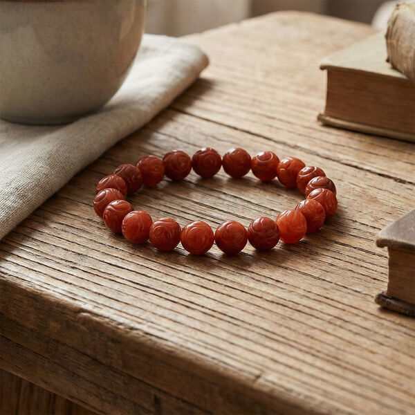 Flexibles rotes Jade Armband - 150 ct. image number 1