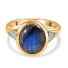 AAA Labradorit, Weißer Zirkon Ring 925 Silber Gelbgold Vermeil (Größe 17.00) ca. 6.26 ct