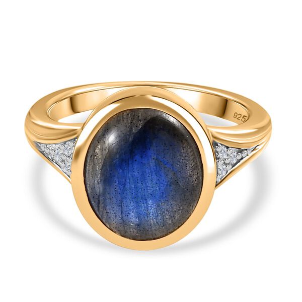 AAA Labradorit, Weißer Zirkon Ring, ca. 6,26 ct image number 0