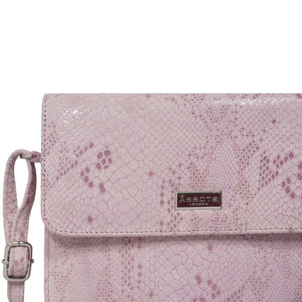 ASSOTS LONDON - Schlangendruck Crossbody Tasche aus 100% echtem Leder, 22x19x6cm, Rosa image number 2