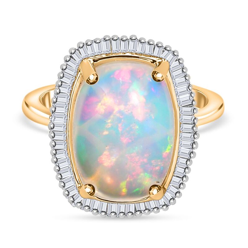 AAA natürlicher, äthiopischer Welo Opal und Diamant-Ring - 4,62 ct. image number 0