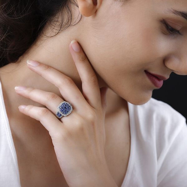 Kaschmir Kyanit und weißer Zirkon-Ring - 2,77 ct. image number 3