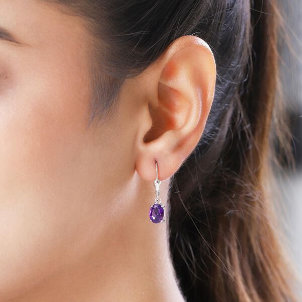 AAA Marokkanische Amethyst-Solit&auml;r-Ohrh&auml;nger, 925 Silber platiniert, 2,29 ct. image number 3