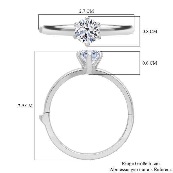 LUXURIANT SGL zertifizierter SI-GH Labor Rund-Diamant Ring, 925 Silber rhodiniert - 1 ct. image number 6
