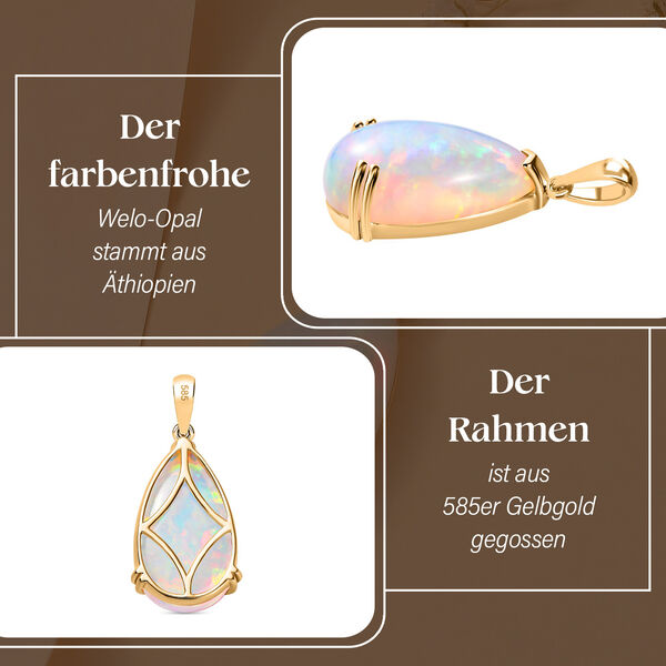 AAAA Natürlicher, äthiopischer Welo Opal-Anhänger in 585 Gold - 15,12 ct. image number 3