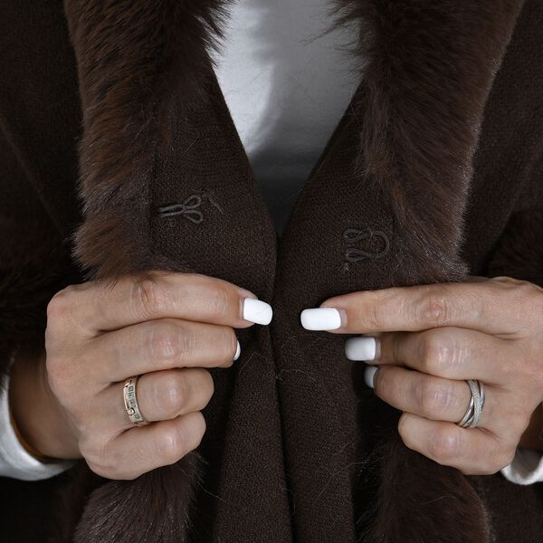 Kunstfell Ruana, Schokolade image number 7