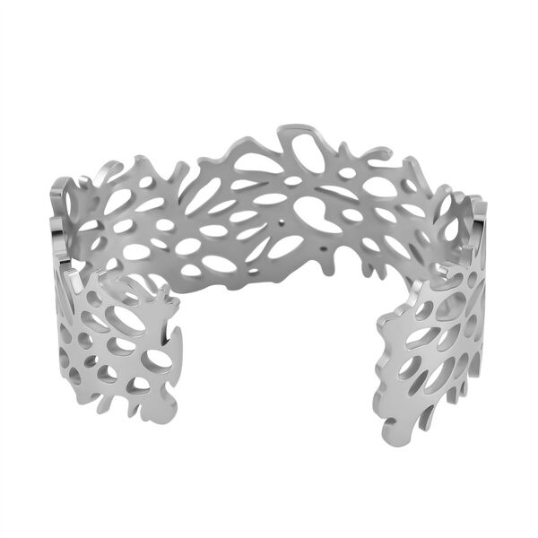 Monstera-Blatt-Muster Armreif, ca. 18 cm, ca. 36,00g, silberfarben image number 5