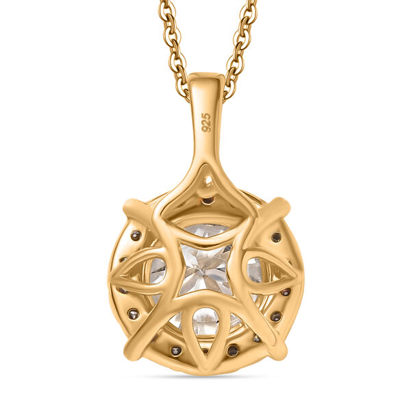 Moissanit Anhänger mit 50cm Kette, 925 Silber 750 Gelbgold Vermeil - 2 ct. image number 5