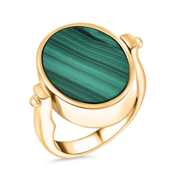 2-in-1 Malachit Siegel Ring und Anh&auml;nger im Wende-Design, Messing goldfarben, mit Edelstahlkette, (Gr&ouml;&szlig;e 20.00), ca. 23.07 ct image number 4